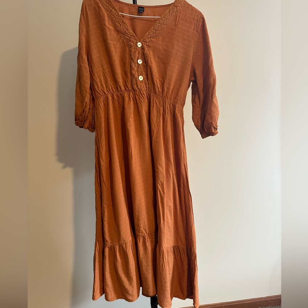Rust Midi Dress